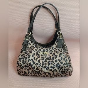 LOWSTART Excellent Used Condition Coach 3 Compartment leather & Satin Bag.